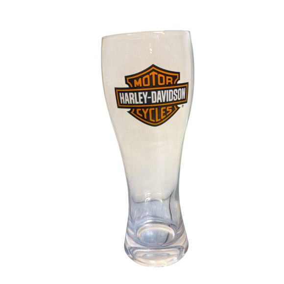 Harley Davidson Core Bar & Shield Logo Pilsner Glass Beer Tall Glass Vintage - Picture 2 of 8